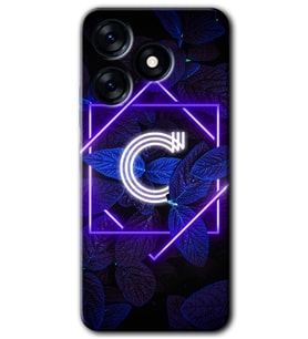 Tecno Spark 10C Kılıf HD Desen Baskılı Kılıf - Dark Neon Yaprak C Harfi