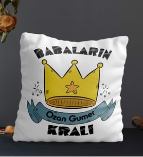 Kişiye Özel Babaların Kralı Temalı Kare Yastık (Beyaz)