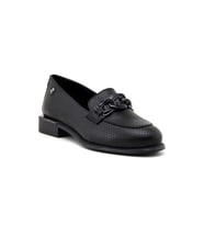 Venüs 2050122 Kadın Tokalı Baskılı Loafer Ayakkabı (Siyah)