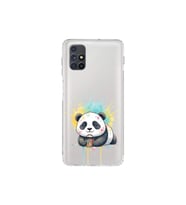 Samsung Galaxy M51 ile Uyumlu Splash Panda Tasarımlı Şeffaf Silikon Kılıf