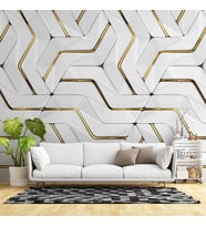 3 Boyutlu Altın Geometrik Duvar Kağıdı Baskı