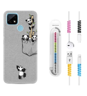 Realme C11 C21 C21Y C25Y C11 2021 Kılıf Kablo Koruma Spiral Silikon Pandalar 1798