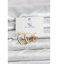 Gold Renk Zirkon Taşlı Kadın Küpe - TJ-BKP11342