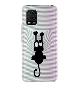 Xiaomi Mi 10 Lite Uyumlu Kapak Çizgi Kedi Tasarımlı Şeffaf Silikon Kılıf