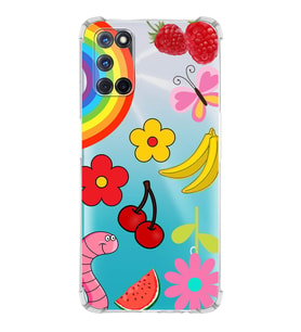 PrintiFy Oppo A92 Uyumlu Water Color 5 Baskılı Şeffaf Köşe Korumalı Antişok Kılıf