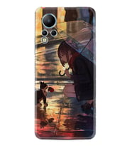 Infınix Note 12 Kılıf Silikon Desen Özel Seri Kız ve Kedi 1762