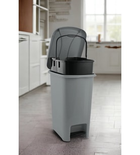Gri Pedallı Çöp Kovası, 12,5 Litre, Slim ve Şık Tasarım