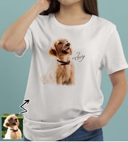 BK Gift Kişiye Özel Evcil Hayvan Tasarımlı Kadın Beyaz Tişört-8, Sevgiliye Hediye, Arkadaşa Hediye, Trend T-Shirt