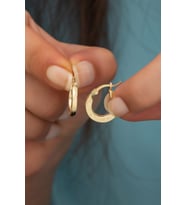 925 Ayar Gümüş Gold Halka Şarnel Küpe