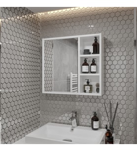 Rosepal Mobilya Luna Banyo Tuvalet Aynalı Beyaz Dolap 65'
