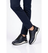 Voyager Erkek Lacivert Hakiki Deri Casual Ayakkabı Bağcıklı Rahat Konfor Tabanlı Sneaker M294 M
