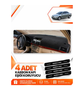 TOYOTA AVENSİS EKRANLI T250 (2003-2008) Uyumlu Ön Torpido Koruma Kılıfı Halısı - Siyah