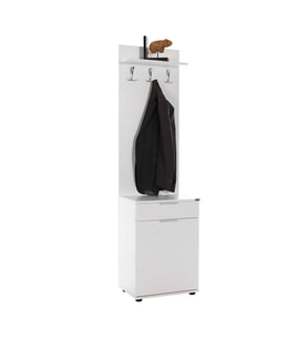 Adore Mobilya Porto Tek Kapaklı Çekmeceli Portmanto ve Ayakkabılık-Mat Beyaz 52x187x36 cm (GxYxD)