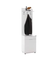Adore Mobilya Porto Tek Kapaklı Çekmeceli Portmanto ve Ayakkabılık-Mat Beyaz 52x187x36 cm (GxYxD)