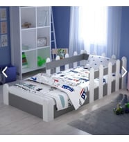 Montessori Karyola Beyaz-Antrasit 90x190 Yatak Uyumlu Oval Kesim Çocuk Yatağı Tlp-314