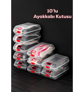 Porsima 204-10 Kadın ve Çocuk Ayakkabı Saklama Kutusu - Şeffaf Pratik Ayakkabı Kabı Düzenleyici Saklama Seti 10 Adet