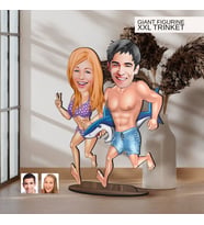 BK Gift Kişiye Özel Sevgililer Karikatürlü Büyük Boy Ahşap Biblo-7 Arkadaşa Hediye , Sevgiliye Hediye, Kişiye Özel Biblolar