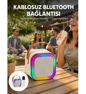 Karaoke Mikrofon Hoparlör Seti 6 Saat Kullanım Süresi Yeni Nesil