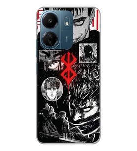 Xiaomi Redmi 13C Uyumlu Berserk Anime Tasarımlı Şeffaf Telefon Kılıfı