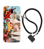Samsung J6 Plus J7 Prime J7 Pro M20 Kılıf Boyun Askılı Silikon Gerçek Çiçekler 1743