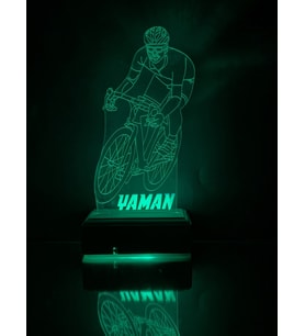 Kişiye Özel 3D Bisiklet Sporcu Led Masaüstü ve Gece Lambası