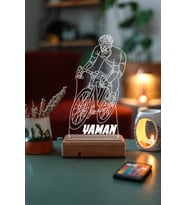 Kişiye Özel 3D Bisiklet Sporcu Led Masaüstü ve Gece Lambası