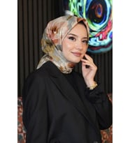 Gül Bahçesi Desen Vizon Soft Pamuk Eşarp