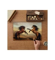 Şahlanan Atlar Tasarımı 240 parça Ahşap Puzzle Ahşap Kutuda MP05083
