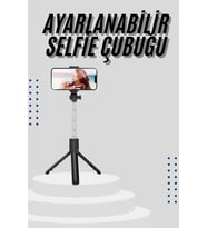 Tripod Selfie Çubuğu Bluetooth Kumandalı Kablosuz Led Işıklı