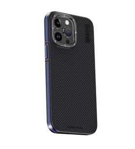 Joko Apple iPhone 15 Pro Kılıf Aramid 600D Kevlar Karbon Fiber Magsafe Kapak - Lacivert
