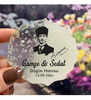 Epoksi Magnet Hediyelik - ETİKET DEĞİLDİR!! - Atatürk Tasarım - Düğün, Nişan, Nikah, Kına, Söz Hatırası (Gümüş)