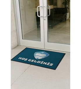 Valerine Life Diş Kliniği Turkuaz Renk Hoş Geldiniz Welcome Diş Doktoru Kapı Önü Paspası 45x70cm