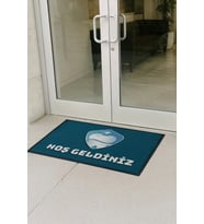 Valerine Life Diş Kliniği Turkuaz Renk Hoş Geldiniz Welcome Diş Doktoru Kapı Önü Paspası 45x70cm