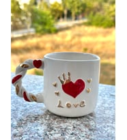 El Yapımı 24 Ayar Gerçek Altın Yaldızlı Doğum Günü Hediye Kalp Sevgi Mutluluk Temalı Seramik Çay Kahve Kupa Cup Mug
