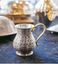 BAKIR AYRAN BARDAĞI İŞLEMELİ MODEL GÜMÜŞ RENK (KALAYLI)