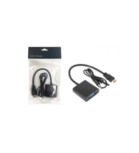 PLATOON PL-7237 HDMI TO VGA ÇEVİRİCİ JAKLI SES KABLOSU DAHİL 20CM (Siyah)