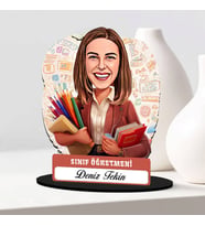 En Başarılı Kadın Sınıf Öğretmenine Hediye Karikatürlü Biblo
