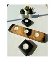 Ahşap Mumluk - Epoksi Ahşap Mumluk - Siyah Epoksi Mumluk- Zeytin Ağacı Ahşap Mumluk 3'lü Set