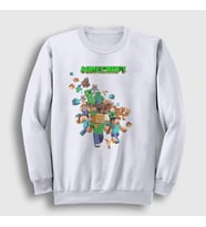 Presmono Unisex Beyaz All Minecraft Sweatshirt 28904tt (Beyaz)