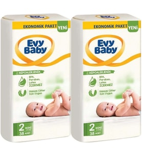 Evy Baby Bebek Bezi Beden:2 (3-6KG) Mini 76 Adet Süper Ekonomik Pk