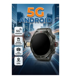 5G Android Akıllı Saat – Nano SIM Kart, AMOLED Ekran, Döner HD Kamera, Wi-Fi ve GPS