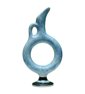 e38 EL İŞÇİLİĞİ HALKALI ÇİNİ VAZO 30*15 cm - 6424 (Beyaz)
