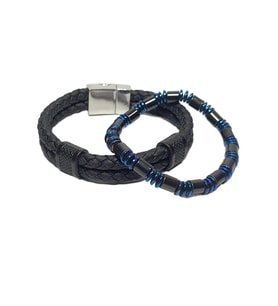 JTSS26BLK1702 PU DERİ ALAŞIMLI METAL KİLİT HEMATİT DOĞALTAŞ KUTULU GARANTİLİ SERTİFİKALI JANTİ KOMBİN BİLEKLİK