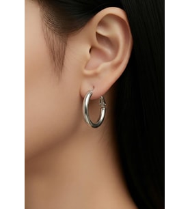 Silver Renk Halka Küpe 2 cm – Klasik & Minimal Bijuteri Küpe