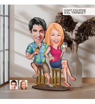BK Gift Kişiye Özel Sevgililer Karikatürlü Büyük Boy Ahşap Biblo-51 Arkadaşa Hediye , Sevgiliye Hediye, Kişiye Özel Biblolar