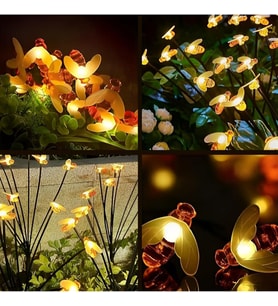8 LED'li Bal Arısı Solar Bahçe Aydınlatması (2'li Paket) - Doğa Dostu ve Dekoratif Dış Mekan Işığı
