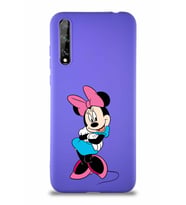 Huawei P Smart S Soft Premier Kapak Minnie Mouse-D Tasarımlı Silikon Kılıf - Mor (Şeffaf)