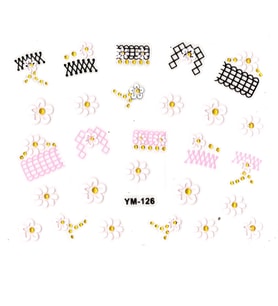 Tırnak Sticker, Tırnak Süsleme, Nail Art (ym-126) - 6X5 cm - Kare Desen Papatya