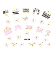 Tırnak Sticker, Tırnak Süsleme, Nail Art (ym-126) - 6X5 cm - Kare Desen Papatya