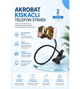 Mandallı Akrobat Telefon Tutucu Masa ve Araç Uyumlu Tasarım